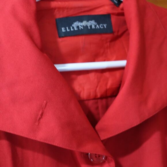 Ellen Tracy Red Wool Belted Shirt Dress 10 - Picture 13 of 16
